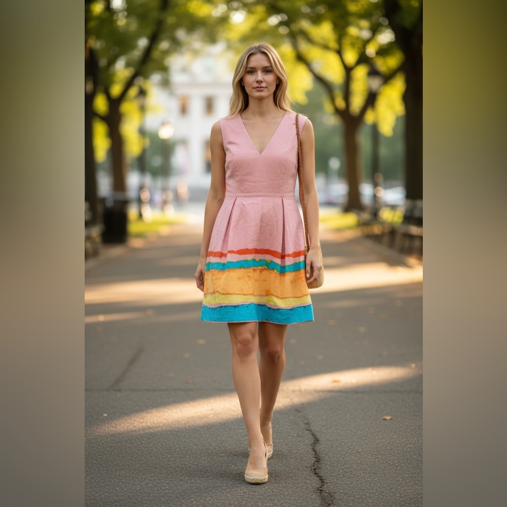 Anthropologie Tracy Reese Painterly Pleated & Flare abstract Dress size 4P